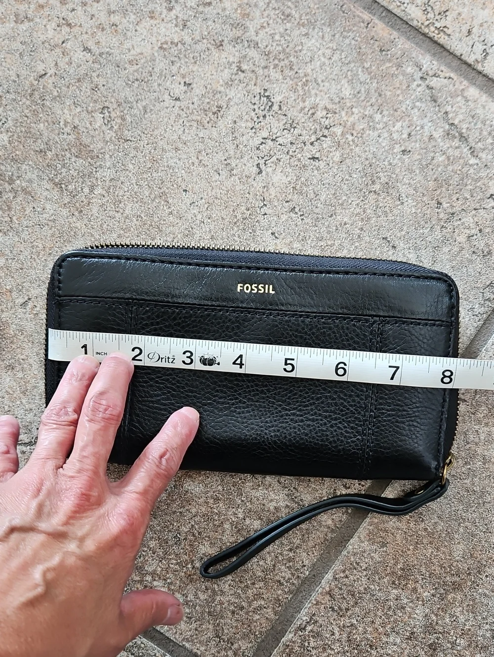 Fossil Black Leather Zip-Around Wallet